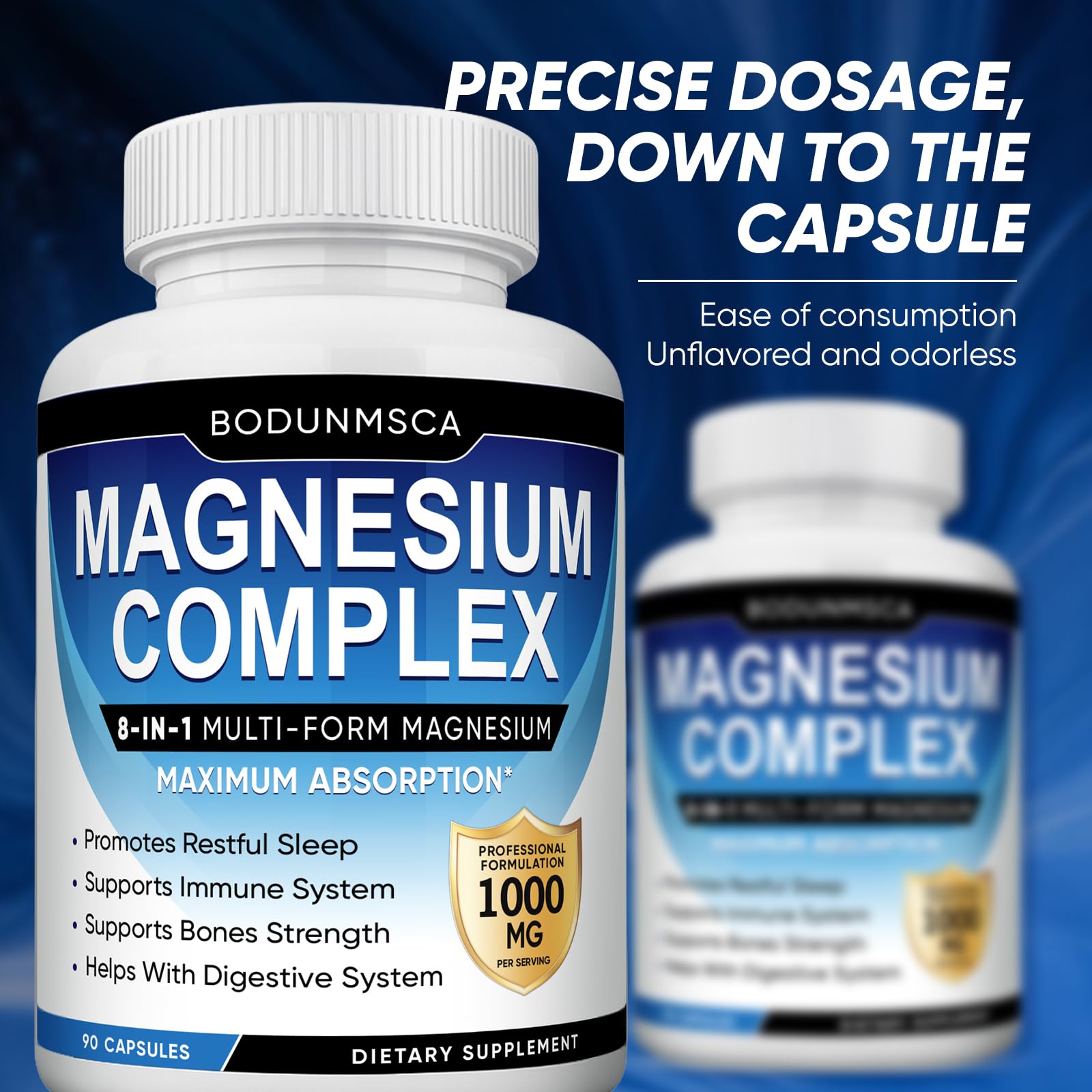 Magnesium Complex, 8 in 1, 1000mg-Glycinate, Citrate, Malate for Easy Absorption, Full Spectrum Magnesium Complex,Supports Relaxation, Sleep & Muscle Function, Magnesio Complex for Women, 180 Capsules BODUNMSCA uk supplements
