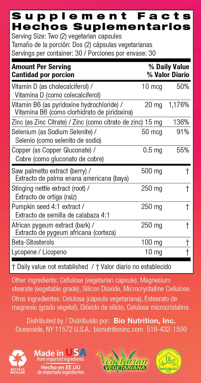 Bio Nutrition Prostate Wellness with Pumpkin Seed Extract 60 Capsules Bio Nutrition uk supplements
