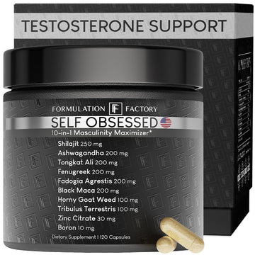 Self Obsessed Masculine Vitality & Testosterone Support - 10-in-1 Complex with Shilajit, Tongkat Ali, & Fadogia Agrestis - 120 Capsules, 2 Month Supply (120 Count (Pack of 1), Self Obsessed) Formulation Factory uk supplements