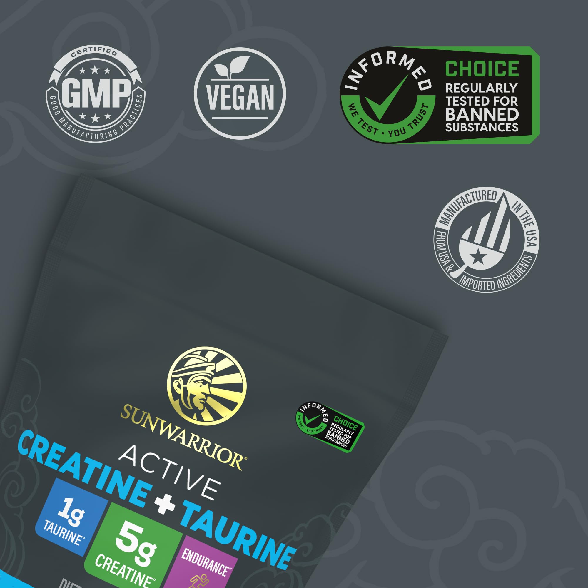 Creatine Monohydrate Powder Taurine Supplement, 5g Creatine Monohydrate 1g Taurine per Serving | Vegan Muscle Strength, Endurance & Recovery Support, Clean Performance Formula | 60 Servings Unflavored Sunwarrior uk supplements