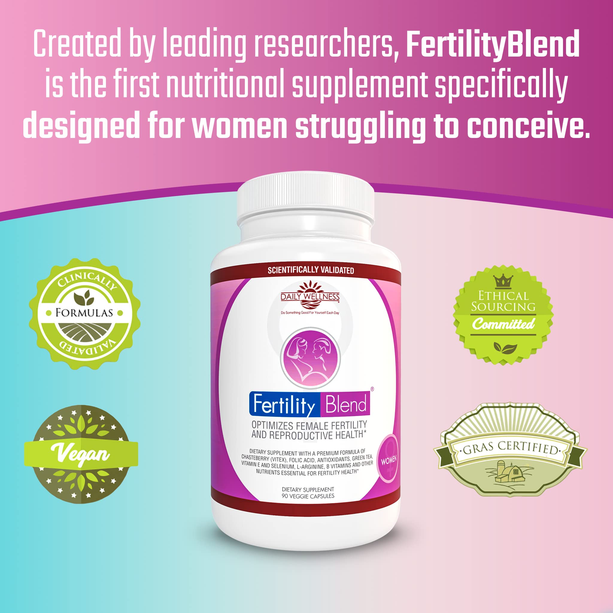 Daily Wellness Fertility Blend for Women - Fertility Supplements for Women, Conception Fertility Prenatal Vitamins, Trying to Conceive Progesterone Supplements, Cycle Support Conception Pills - 1 Pack Fertility Blend uk supplements