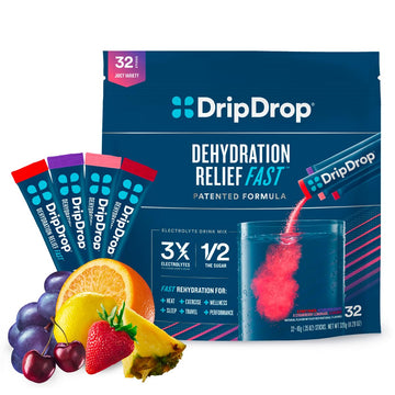 DripDrop Hydration - Electrolyte Powder Packets - Grape, Fruit Punch, Strawberry Lemonade DripDrop uk supplements