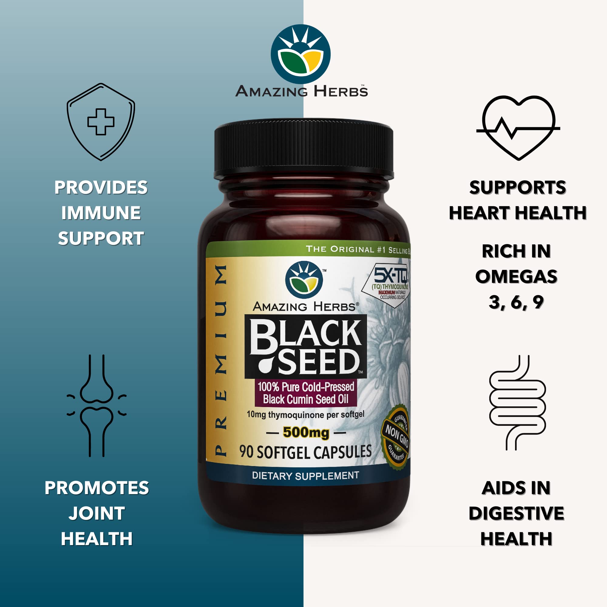 Amazing Herbs Premium Black Seed Oil Capsules - Cold Pressed Nigella Sativa Aids Amazing Herbs uk supplements