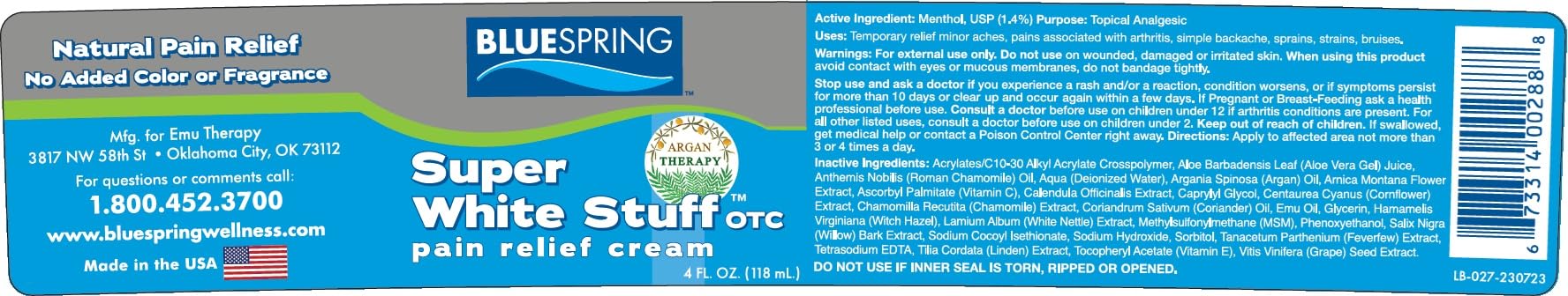 Back Pain Relief Cream with Emu Oil - Super White Stuff Natural Pain Reliever -Topical Cream for Muscle and Joint Pain Relief - Experience Sore Muscle Relief in 5 Minutes - 4 oz Emu Therapy uk supplements