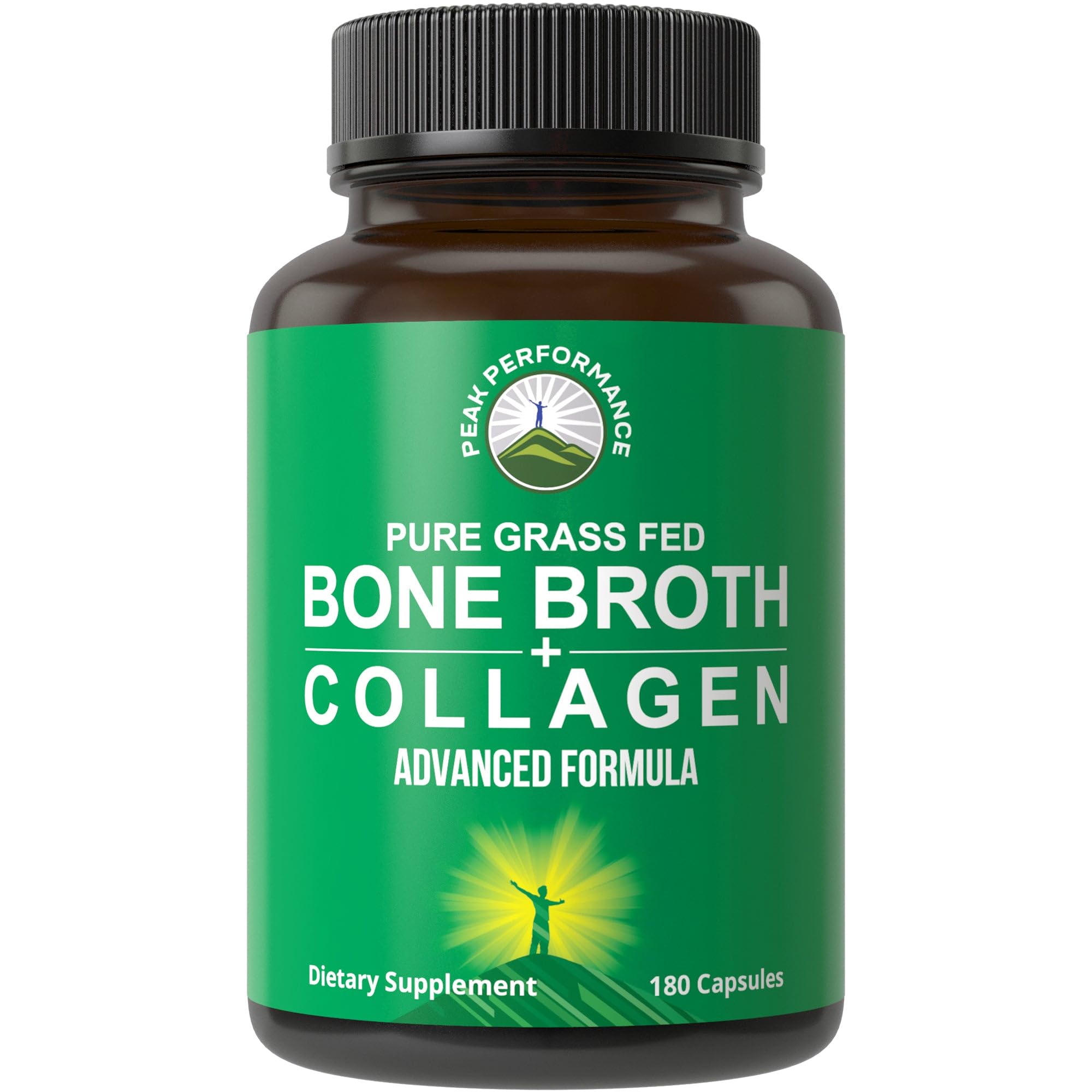 Bone Broth Collagen Capsules. 180 Pills of Grass Fed Bone Broth Collagen Protein Peptides. Contains All 3 Types 1, 2, and 3. Pure Pasture Raised Paleo Friendly Tablets for Women and Men Peak Performance uk supplements
