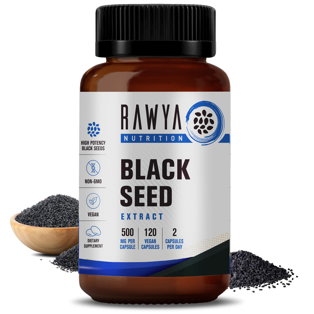 RAWYA Nutrition, Black Seed Extract, 120 Vegan Capsules, Nigella Sativa, Black Cumin RAWYA uk supplements