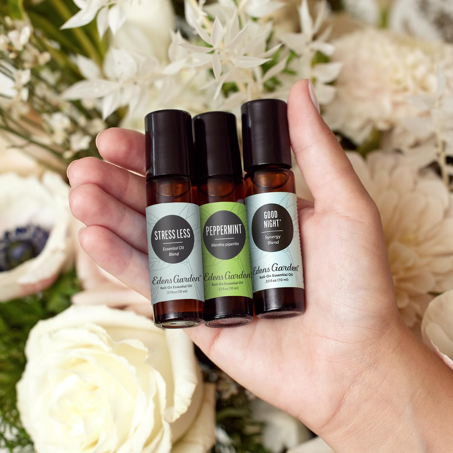 Edens Garden Essential Oil Roll-On Set (Good Night, Peppermint, Stress Less)- Aromatherapy Roller Edens Garden uk supplements