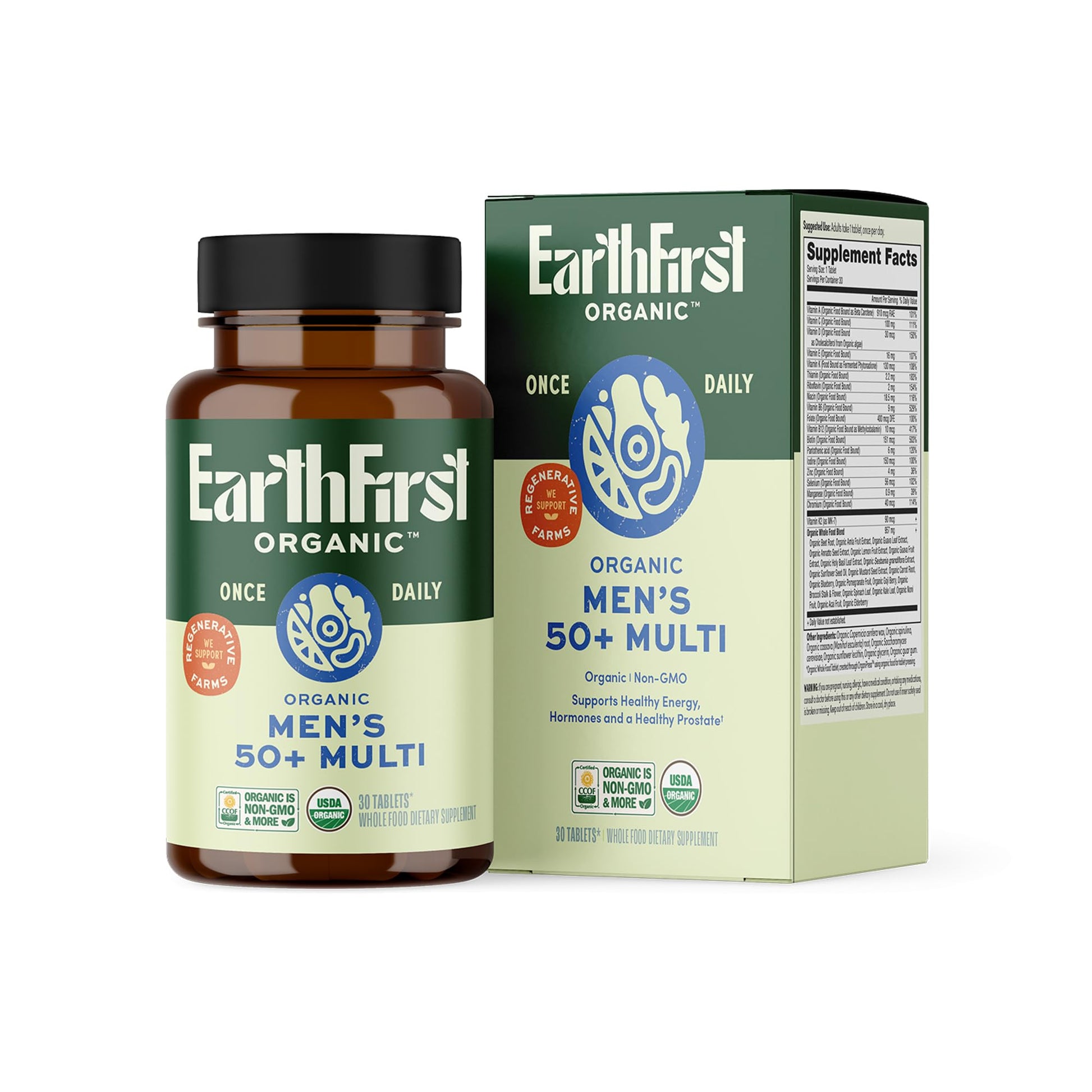 EarthFirst Organic Women's & Men's 50+ Once Daily Multi Bundle,19 Vitamins from Herbs & Superfoods, 30 Count EarthFirst Organic uk supplements
