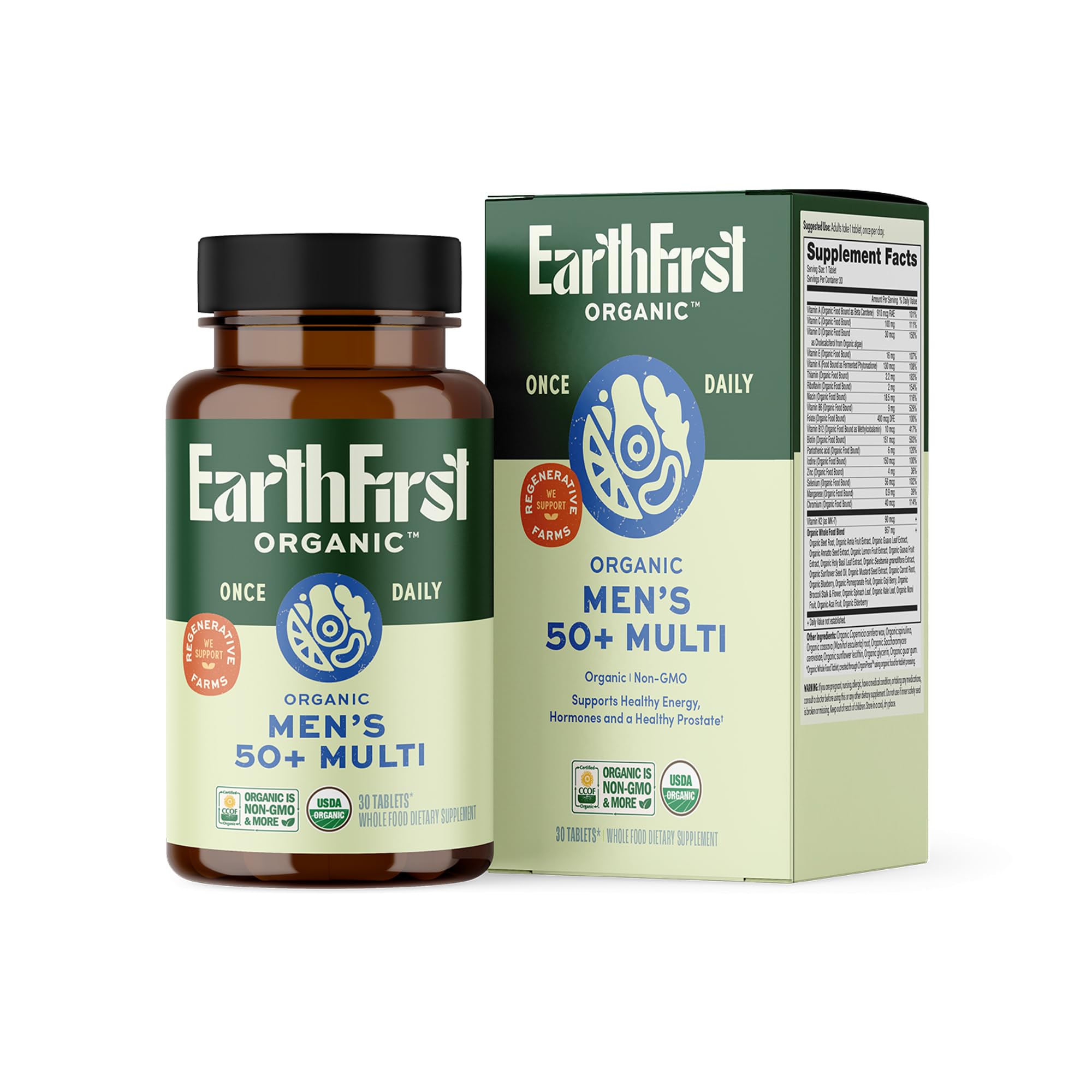 EarthFirst Organic Women's & Men's 50+ Once Daily Multi Bundle,19 Vitamins from Herbs & Superfoods, 30 Count EarthFirst Organic uk supplements
