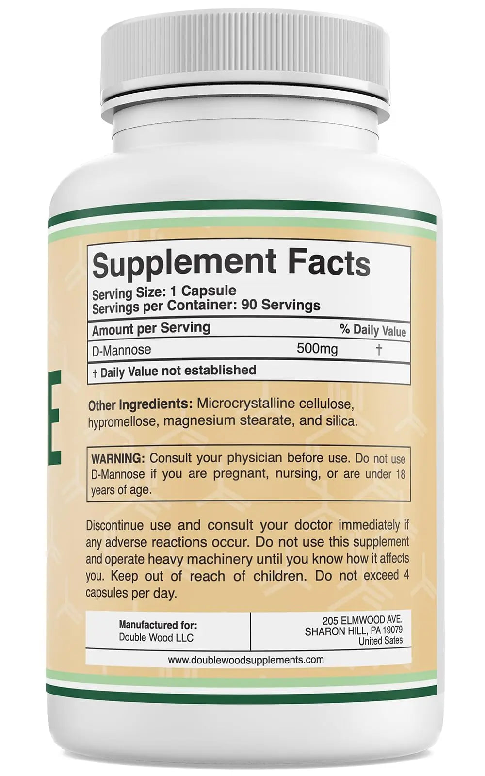Double Wood Supplements D Mannose 500mg Capsules, 90 Count (D-Mannose for Urinary Tract Health and Bladder Lining, Helps UTI Prevention) Vegan Safe, Non-GMO, Gluten Free Double Wood Supplements uk supplements