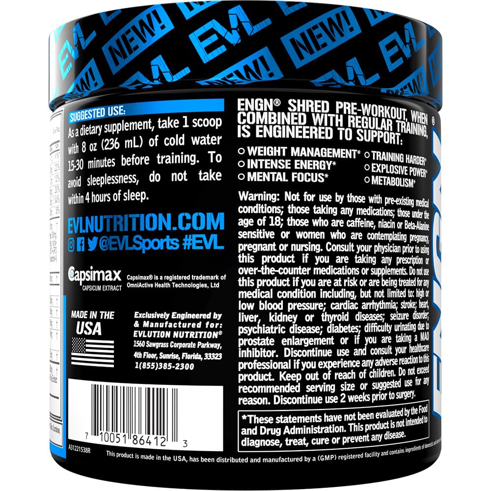 EVL Ultimate Pre Workout Powder - Thermogenic Fat Burn Support Preworkout Powder Evlution uk supplements