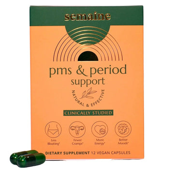 Semaine PMS & Period Relief - Menstrual Cramp Relief: No More Period Cramps, Mood Swings, or Bloating. PMS Supplement for Happy Hormones and Period Relief. (12 Count) Semaine uk supplements