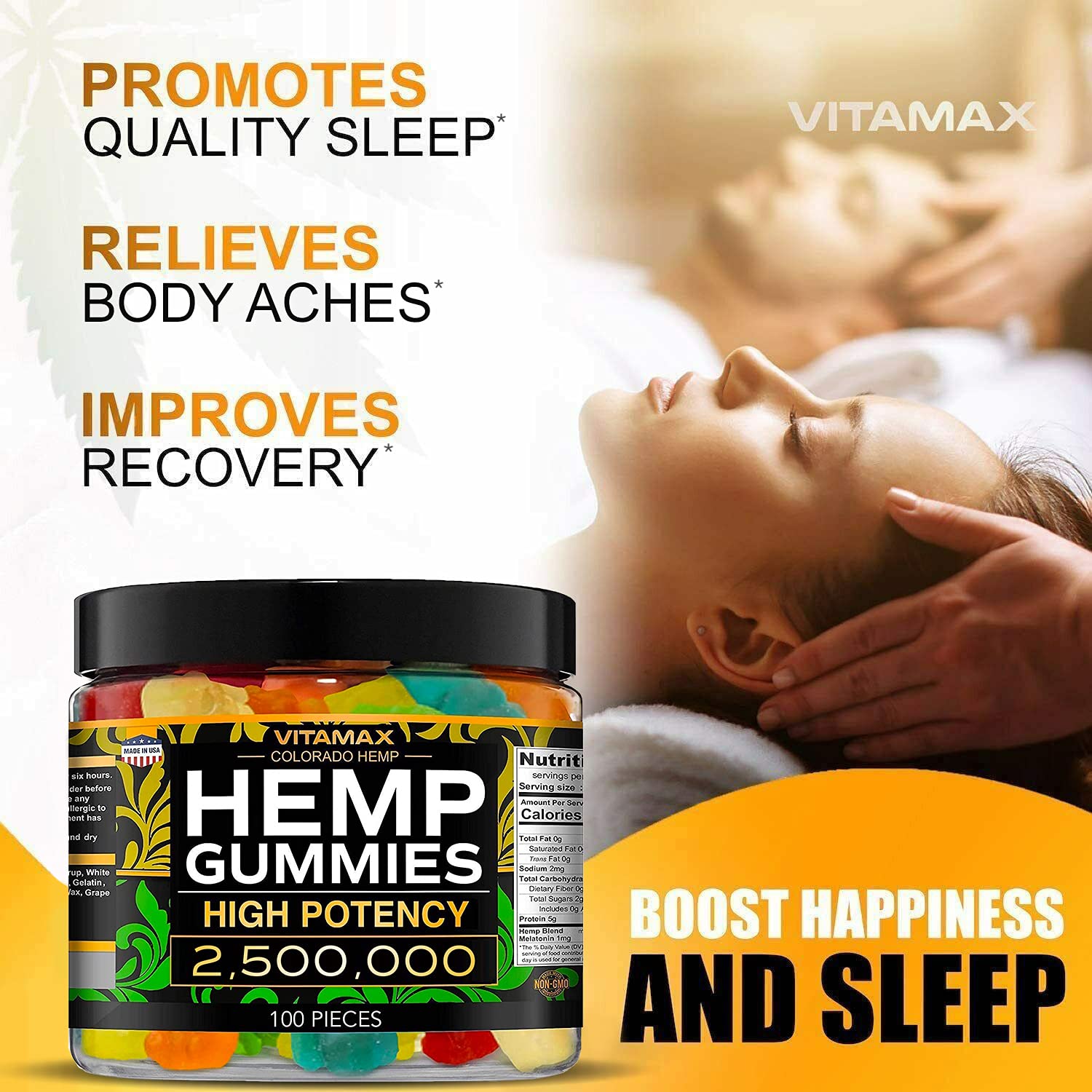 Vitamax Hemp Gummies - Great for Peace & Relaxation - 2,500,000 - Natural Fruit Flavors Vitamax uk supplements
