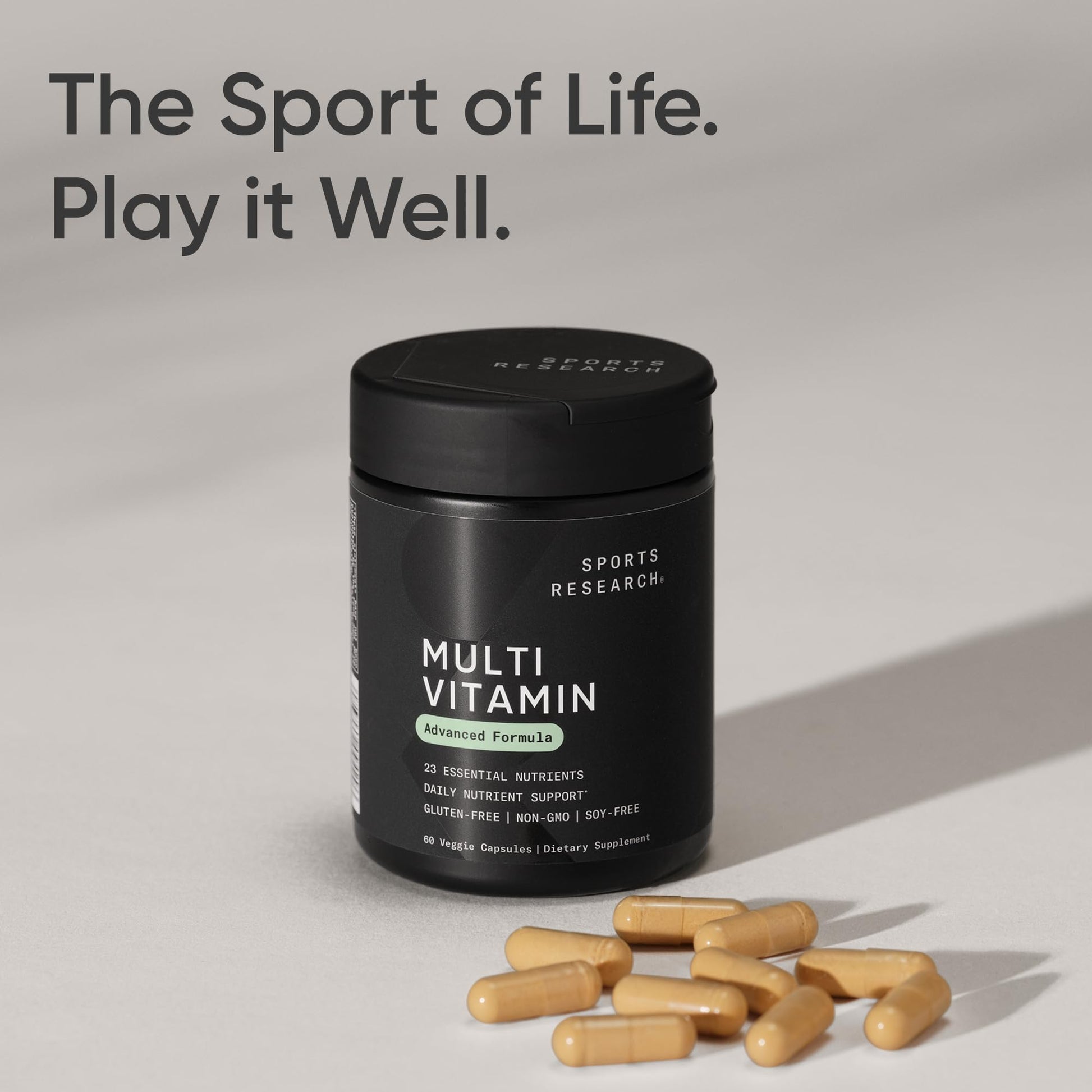 Sports Research® Multivitamin – Advanced Formula - 23 Essential Vitamins & Minerals with CoQ10 & Iodine - Daily Nutrient Support*- Non-GMO Tested & Gluten-Free -60 Veggie Capsules Sports Research uk supplements