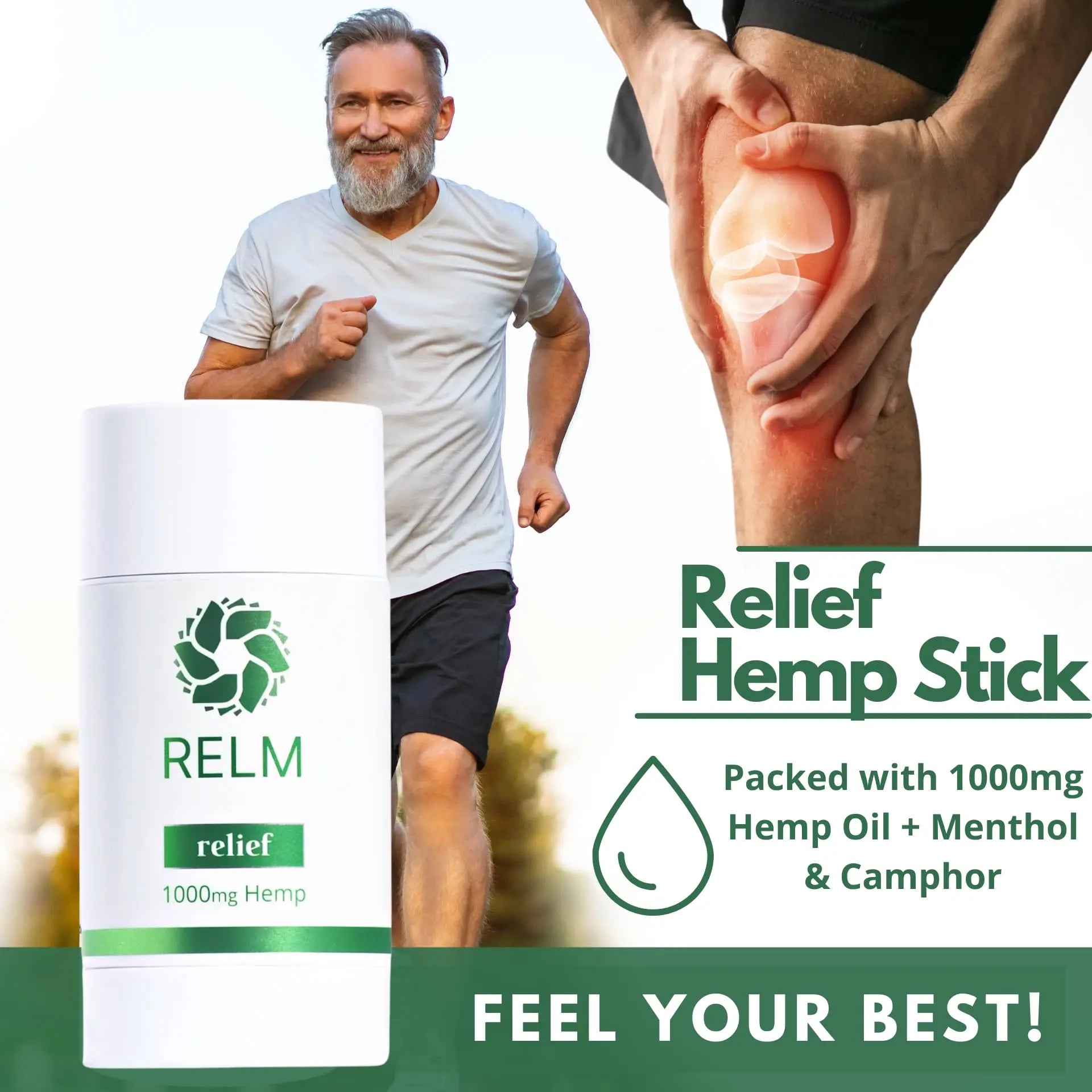 Hemp Relief Stick - Hemp Oil, Menthol & Camphor, Fast-Acting Relief for Muscles, Joints and Nerves - 3 oz Relm Wellness uk supplements