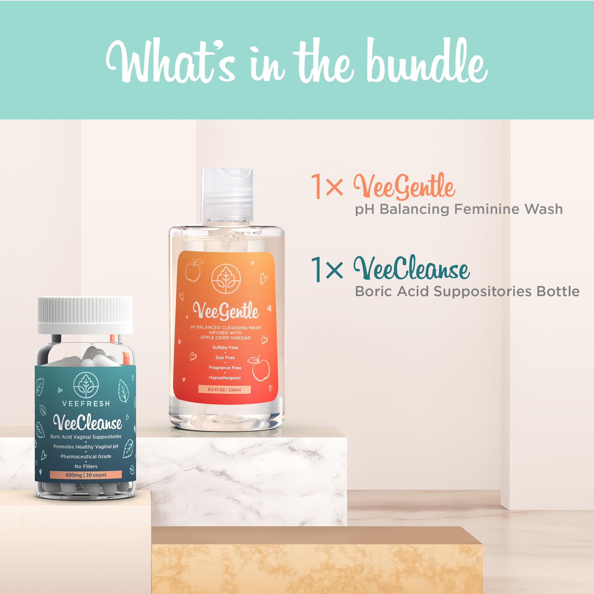 VeePower Lite - Vaginal Health Bundle - Control and Prevent Vaginal Odor - Includes VeeGentle VeeFresh uk supplements