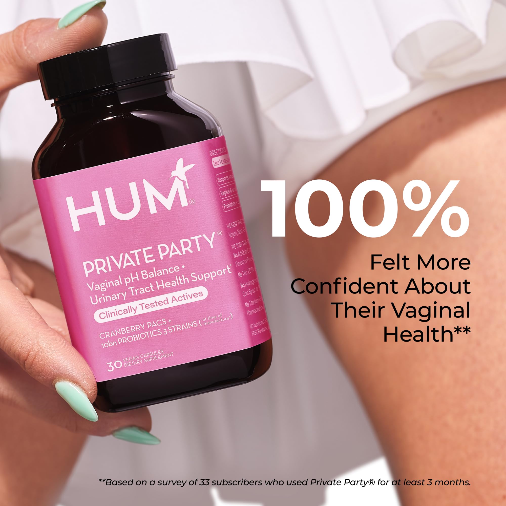 HUM Private Party Vaginal Probiotics for Women, pH Balance and Urinary Tract Support Vaginal Probiotic Supplement with Cranberry & Lactobacillus Blend, Women's Health Cranberry Pills, 30 Capsules HUM uk supplements