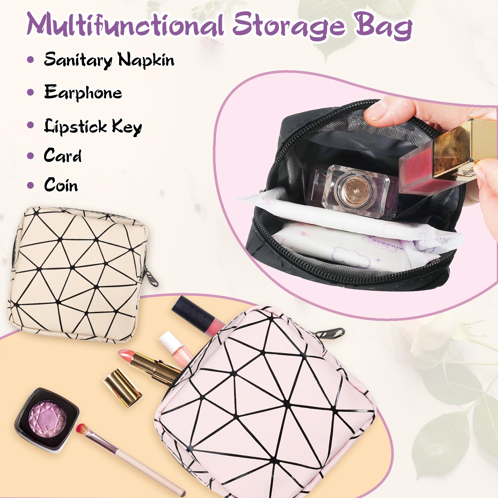 Yazabai Sanitary Napkin Storage Bag Pouch 4PCS Pads and Tampons Bags Pouches Portable Yazabai uk supplements