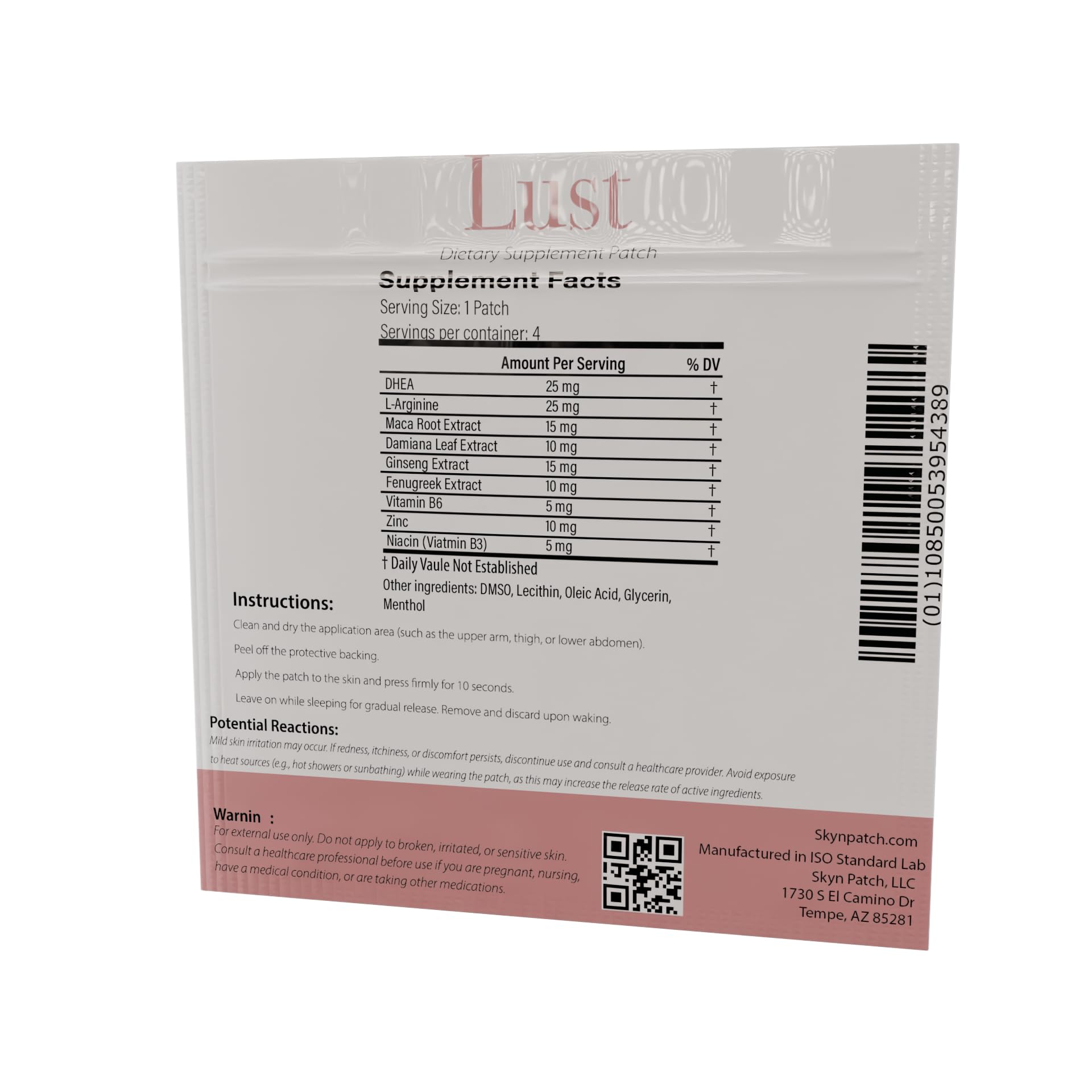 Skyn Patch Lust Botanical Daily Transdermal Patch | Plant Botanical & Vitamin Supplement for Adult Lifestyle Wellness Skyn Patch uk supplements