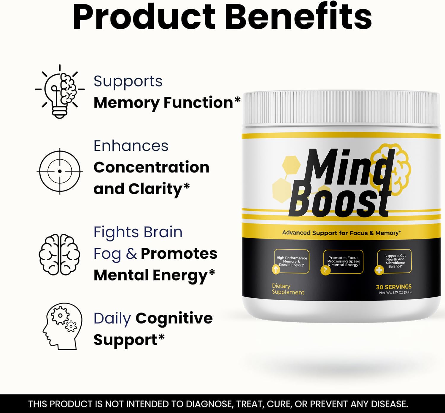 MindBoost Powder - Official Mind Boost Day Supplement, Advanced Nootropic, Premium Formula, Natural Vitamins for Wellness - 1 Bottle for 1 Month VIVALIS uk supplements