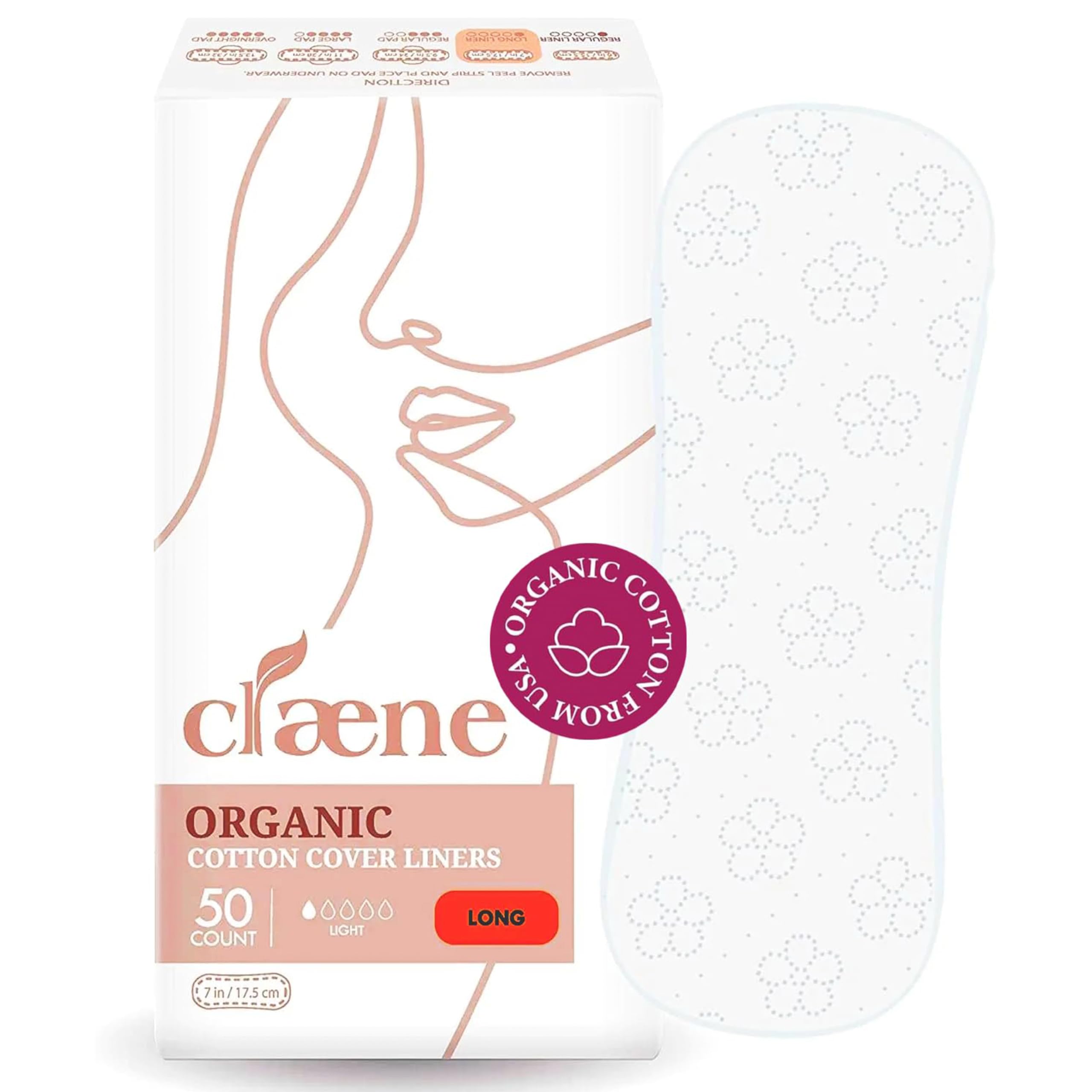 Claene Organic Cotton Panty Liners, Unscented, Thin, Cruelty-Free, Daily, Breathable Organic Panty CLAENE uk supplements