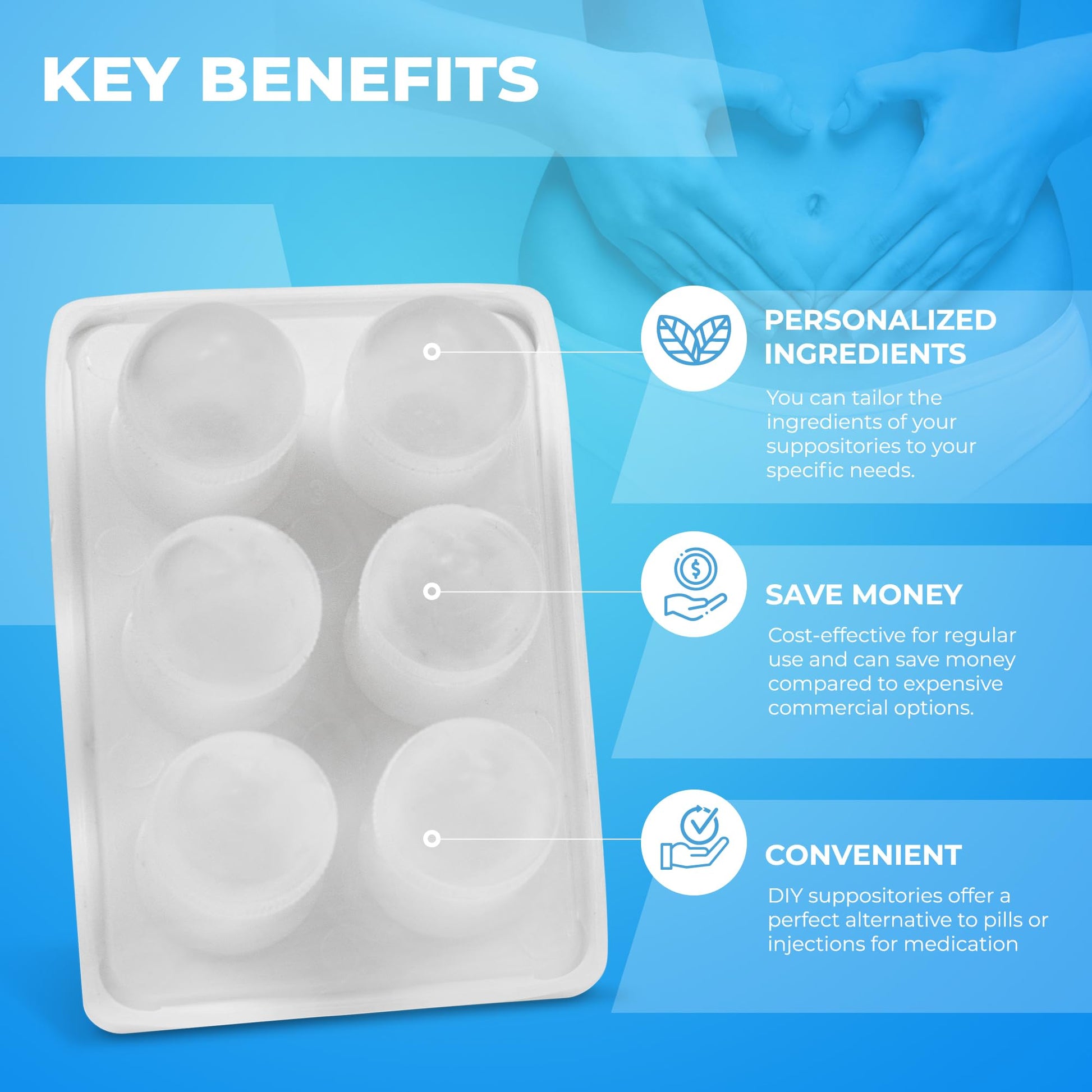 Suppository Molds Kit - Made in France, 3 Sizes (1ml, 2ml, 3ml), Reusable Suppositories Mold - 4 Trays Hoxycom uk supplements