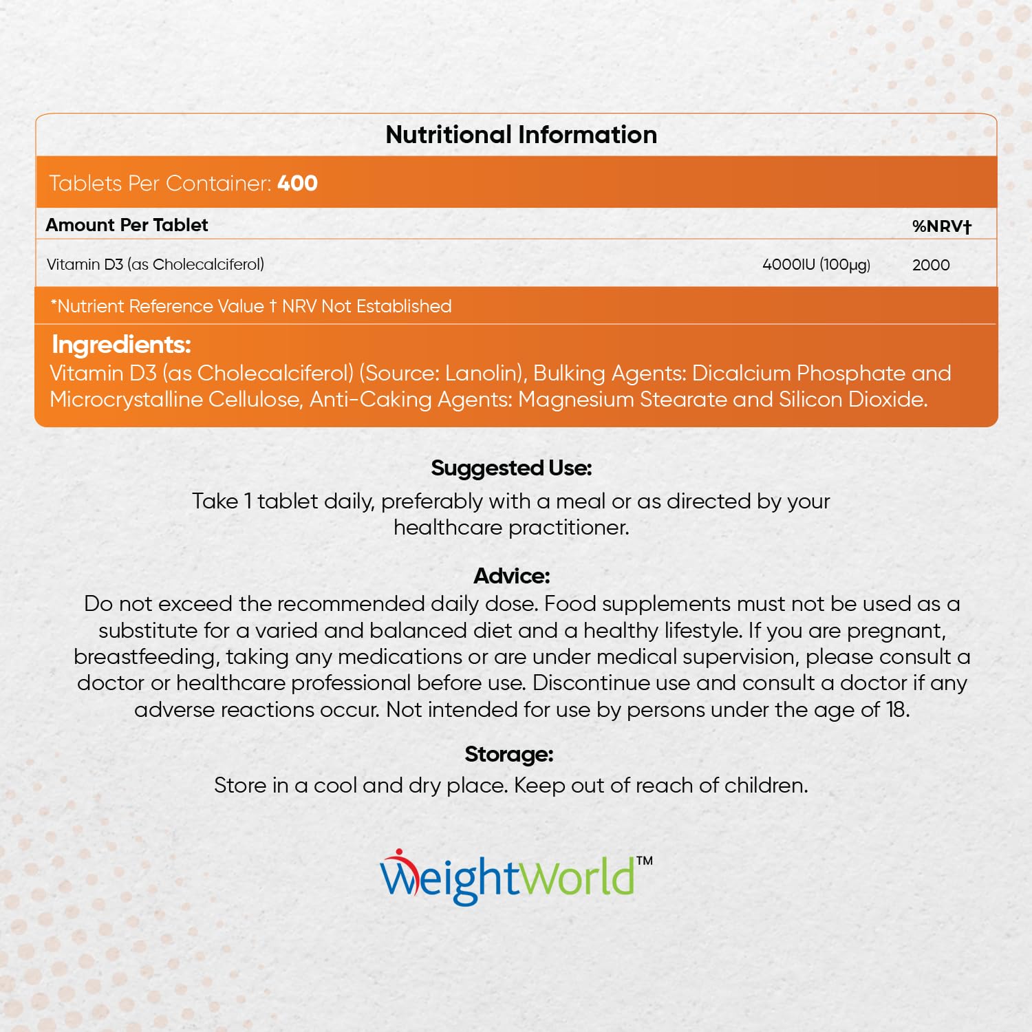 Vitamin D3 4000 IU – 400 High Strength Vitamin D Tablets (1+ Year Supply) – Vegetarian WeightWorld uk supplements
