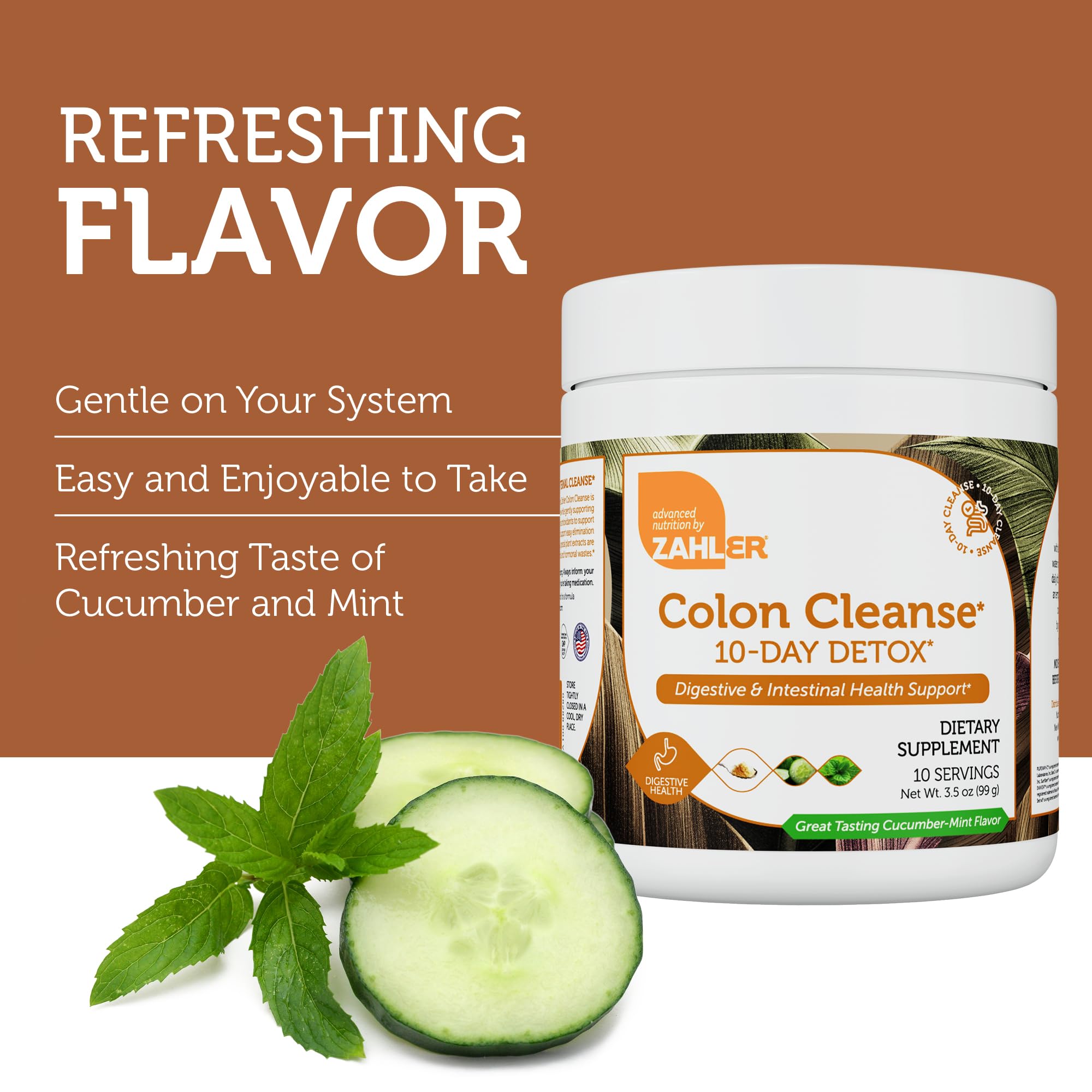Zahler Colon Cleanse 10-Day Detox Cleanse - Cucumber Mint Flavor - Herbal Digestive Wellness - Colon Cleanser & Detox for Bowel Movement, Body Detox, Digestion Aid for Women and Men - 3.5 oz Jar Zahler uk supplements