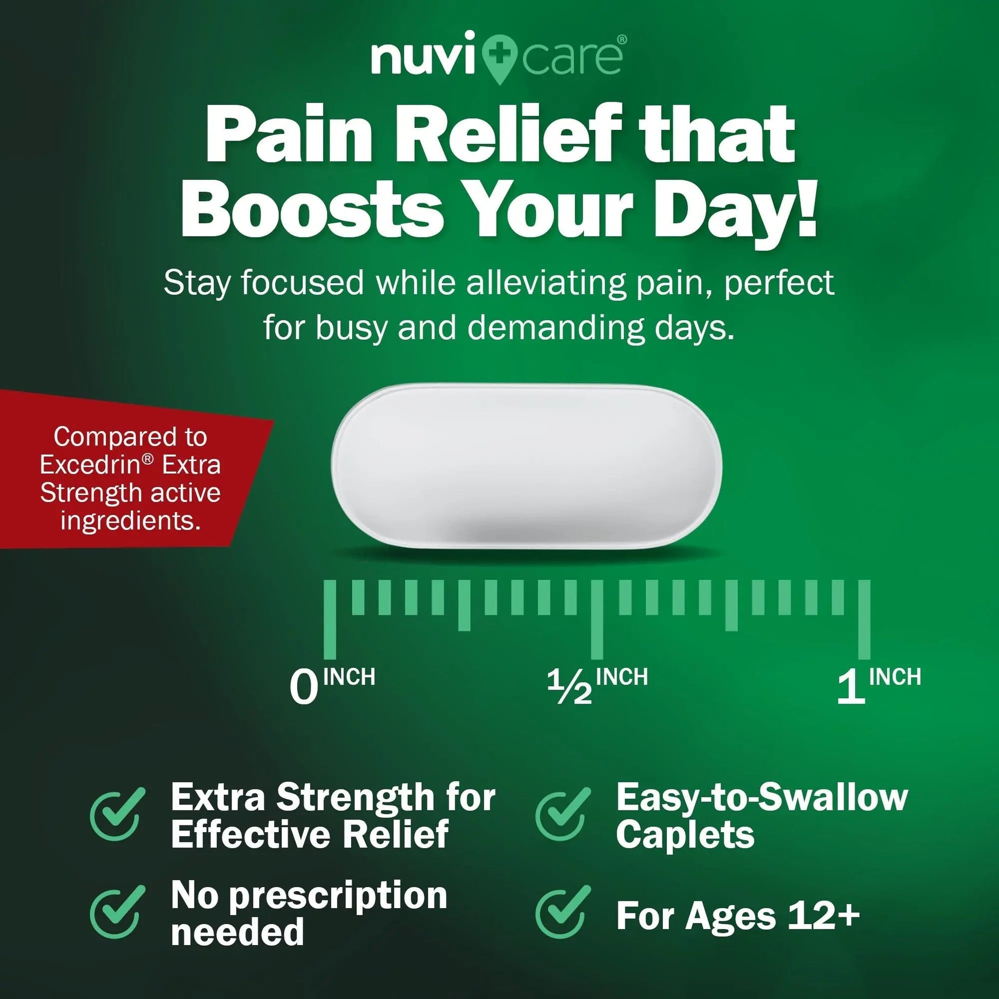 NUVICARE Headache Relief with Acetaminophen 250 mg, Aspirin (NSAID) 250 mg, Caffeine 65 mg - Temporary Relief of Minor Aches & Pains - Compare to Excedrin Extra Strength Pain Reliever (2 Pack) NUVICARE uk supplements