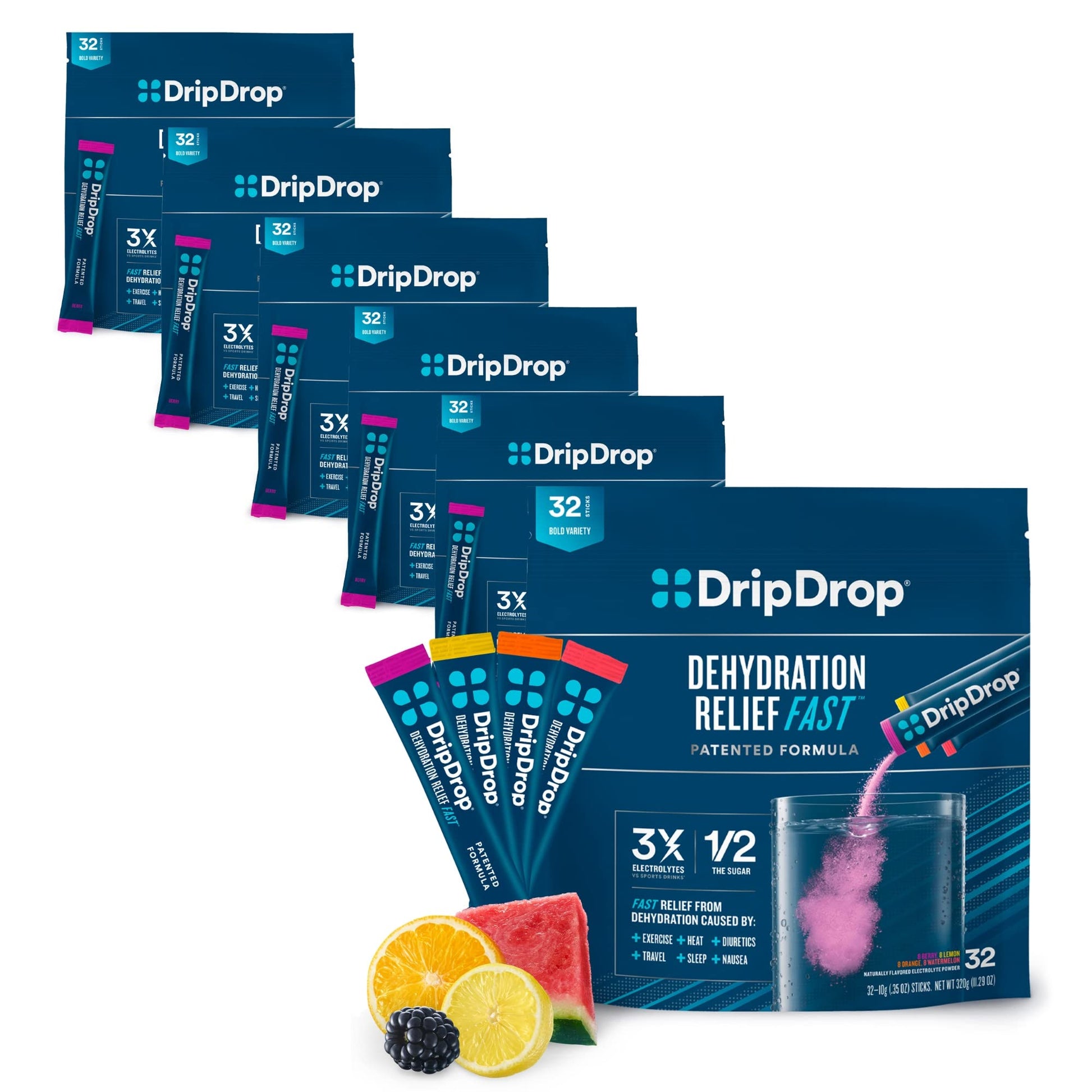 DripDrop Hydration - Electrolyte Powder Packets - Watermelon, Berry, Orange, Lemon DripDrop uk supplements