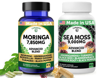 Lunakai USA Made Moringa & Sea Moss Capsules Bundle – 6-in-1 & 16-in-1 Advanced Blends – 60 Non-GMO Veggie Capsules Each Lunakai uk supplements
