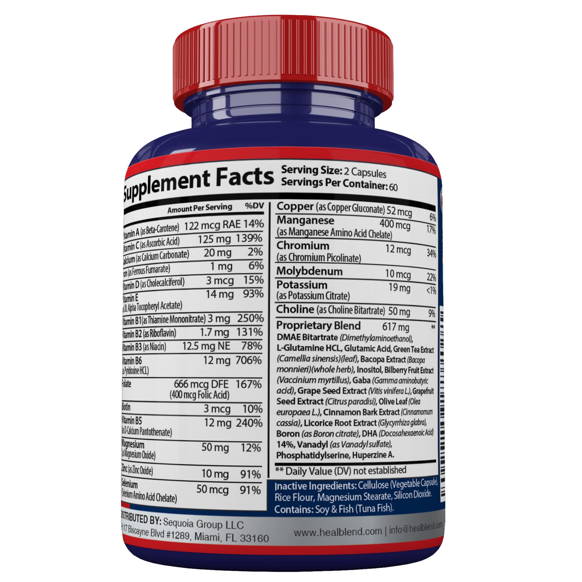 Neuro Plus Brain & Focus Formula - Nootropic Brain Booster Supplement, Supports Brain Health, Mental Clarity & Focus - Enhances Concentration & Mental Energy – 120 Capsules (1) healblend uk supplements