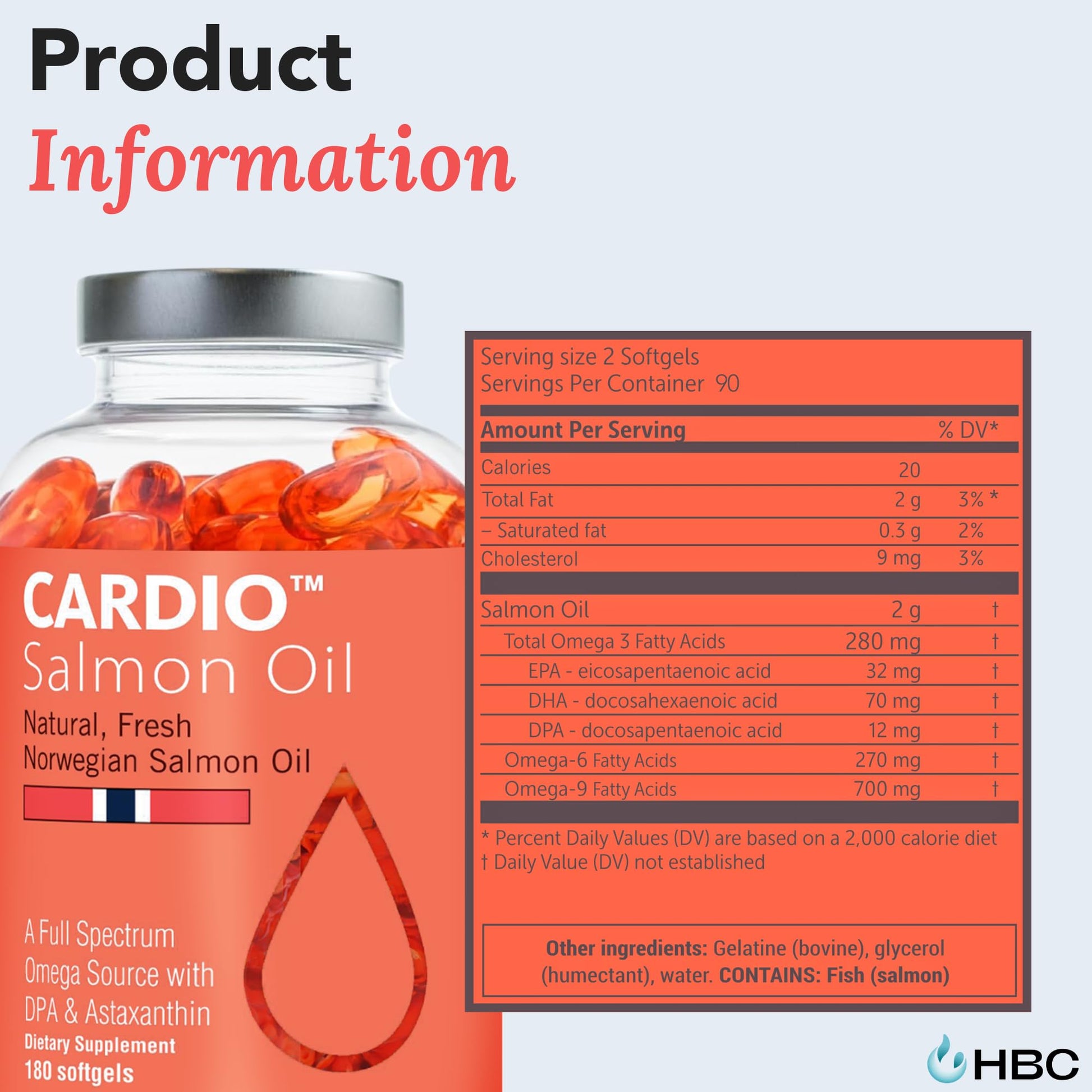 High Strength Omega 3 Fish Oil - 1000mg, Norwegian Salmon Oil with EPA & DHA, No Burping or Aftertaste, Omega 3 Fatty Acids Supplement for Eye, Brain & Heart, Triglyceride Form - 180 Capsules Hofseth BioCare uk supplements