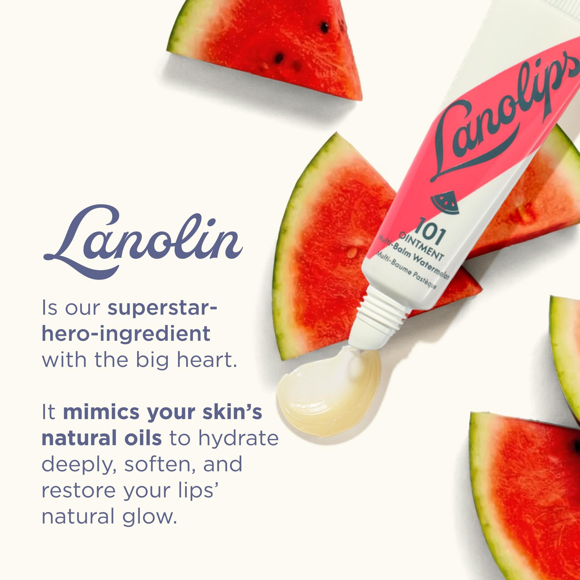 Lanolin 101 Multipurpose Ointment - Lanolin Lip Balm & Healing Ointment for Skin Barrier Repair - Moisturizer for Dry Lips, Cuticles & Elbows - No Petroleum Formula - Watermelon (0.35 oz) Lanolips uk supplements