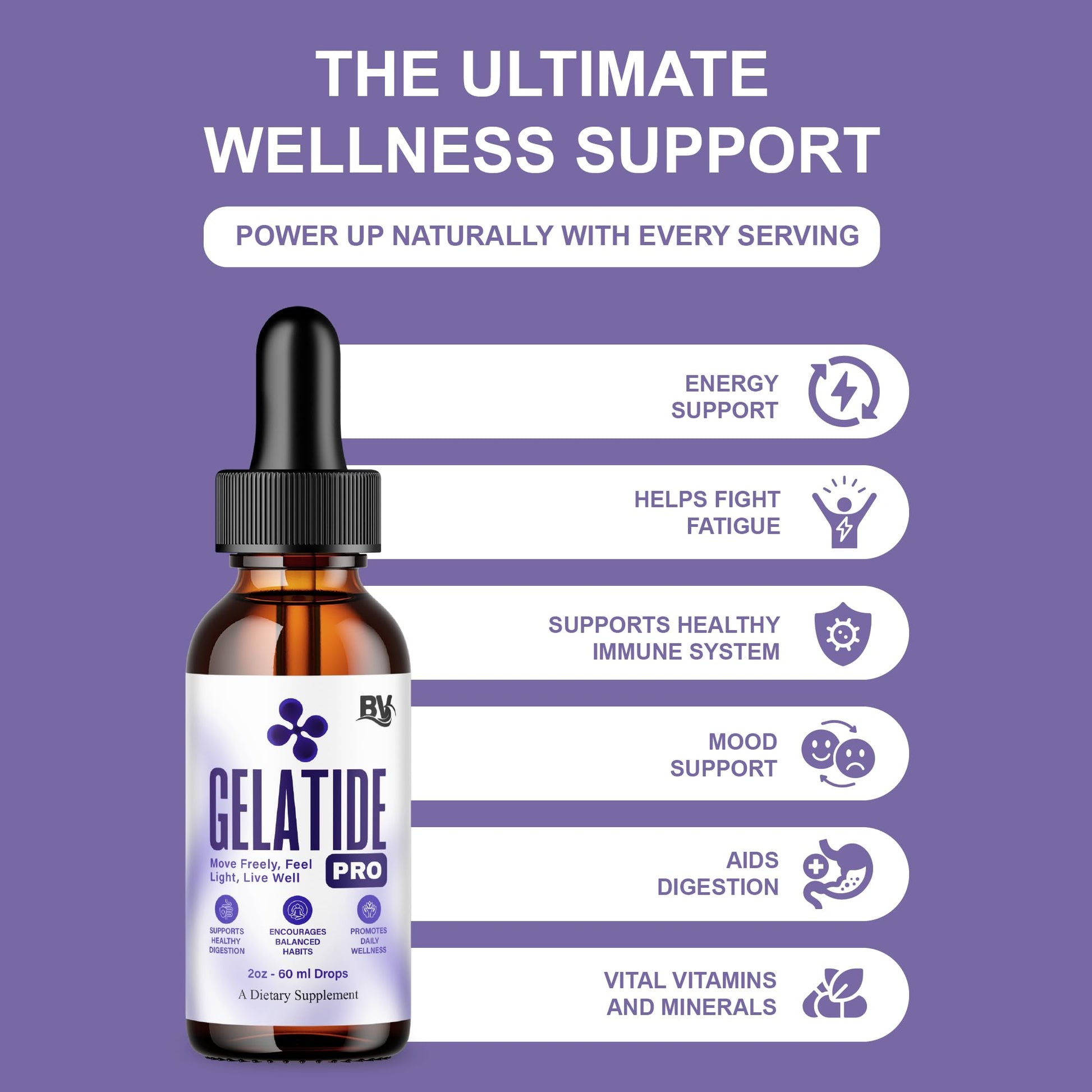 BLUE VIBE Gelatide Liquid Drops, Gela Tide Advanced Maximum Strength Overall Health & Wellness Support Supplement, Gelatide Premium Daily Health and Overall Energy Formula (2oz / 60ml) BLUE VIBE uk supplements