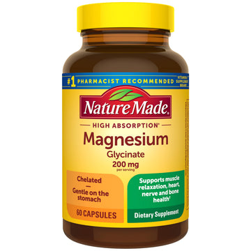 Nature Made Magnesium Glycinate 200 mg per Serving, Magnesium Supplement for Muscle, Heart, Nerve and Bone Support, 60 Magnesium Bisglycinate Capsules, 30 Day Supply Nature Made uk supplements