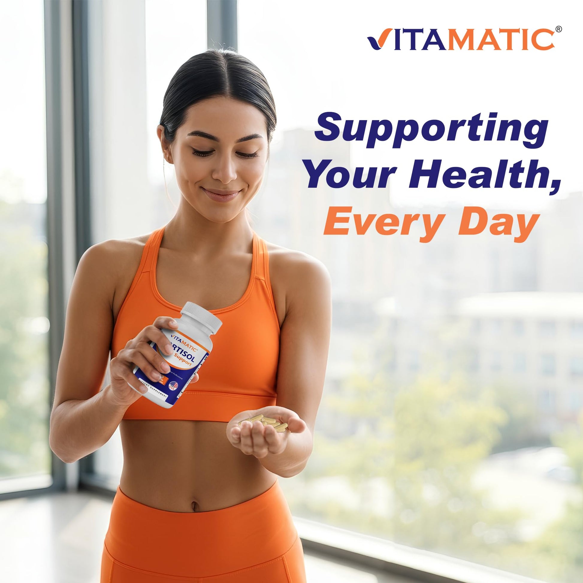 Vitamatic Cortisol Health Support - 90 Veggie Capsules - Made with Adaptogenic Blend with Ashwagandha, Rhodiola, Magnolia, L-Theanine, Phosphatidylserine Vitamatic uk supplements