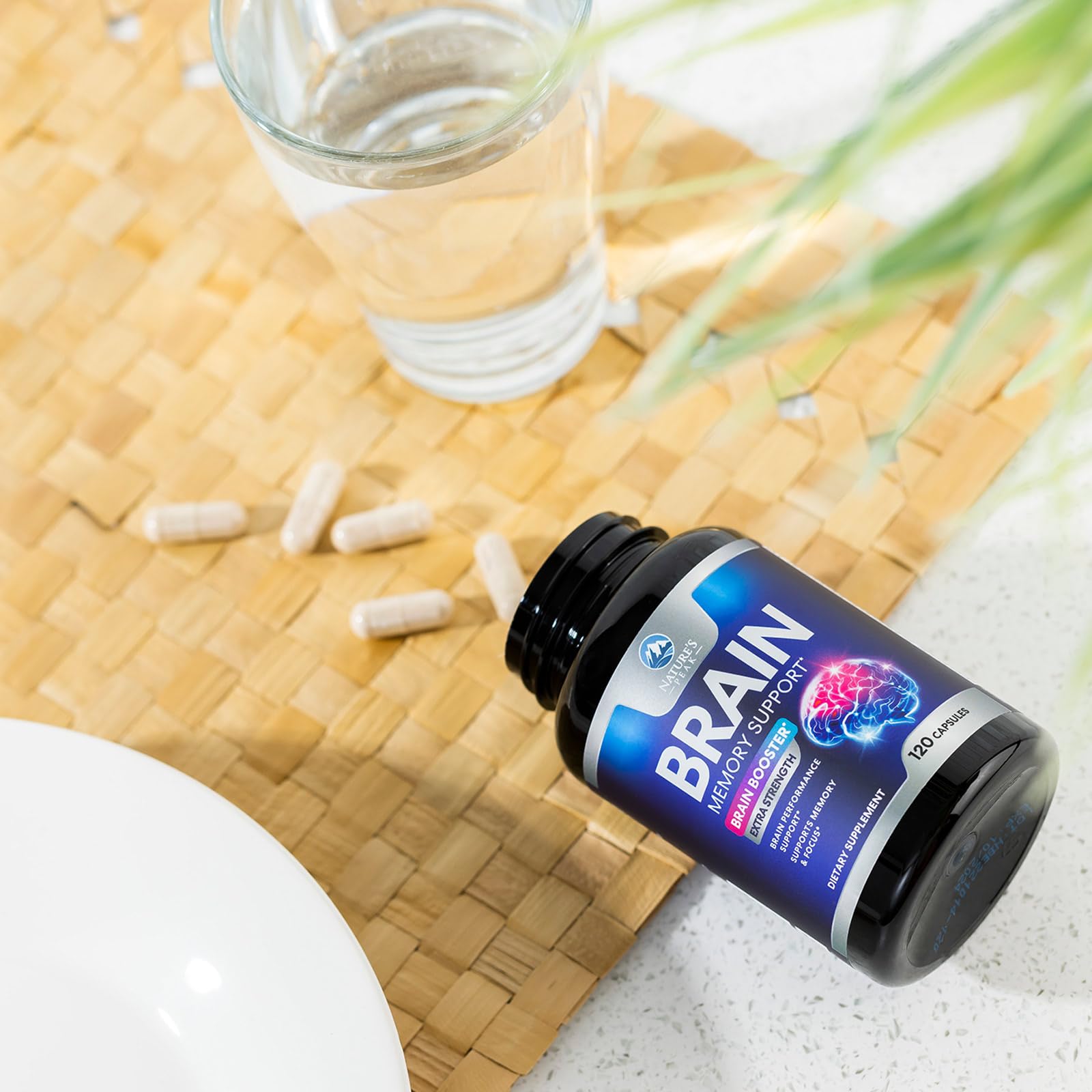Brain Memory Supplement - 3X Strength Nootropics for Concentration, Clarity & Focus Support - Brain Health Cognitive Vitamins with Bacopa, Phosphatidylserine & DMAE, Brain Booster Pills, 120 Capsules Nature's Peak uk supplements