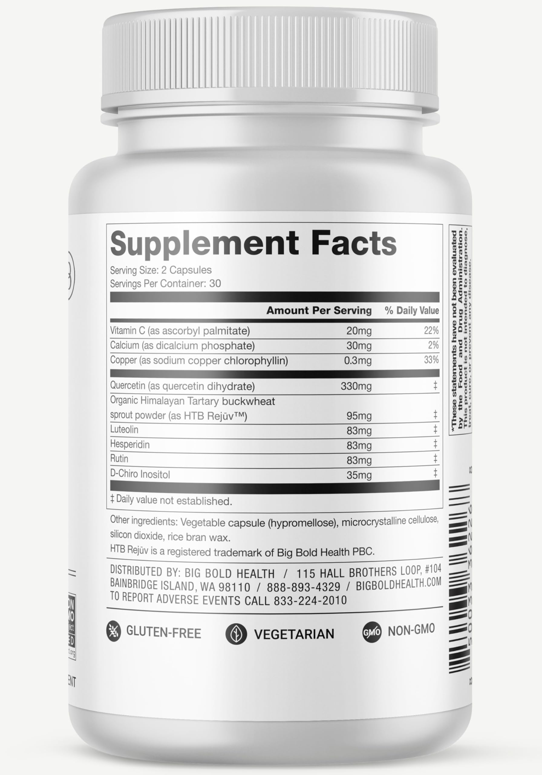 BIG BOLD HEALTH HTB Immune Rejuvenate - Polyphenols Supplement for Immune Support with Himalayan Tartary Buckwheat - Gluten Free, Dairy Free, Non-GMO Formula - 60 Vegetarian Capsules BIG BOLD HEALTH uk supplements