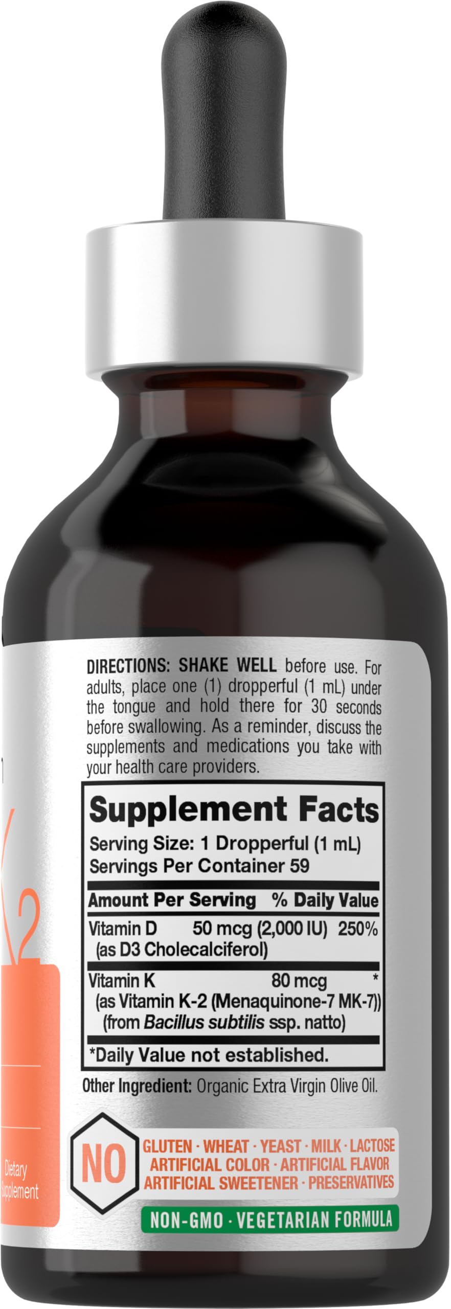Horbäach Vitamin D3 + K2 Liquid Drops | with MK7 | 2 Fl Oz | Vegetarian | Non-GMO Horbäach uk supplements
