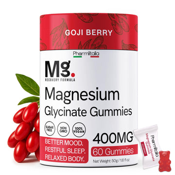 Magnesium Glycinate Gummies 400mg - Sleep Gummies for Kids & Adults - Magnesium Glycinate Chewable High Absorption for Muscle Recovery, Better Sleep & Relaxation (Gojiberry) Pharmlitalia uk supplements