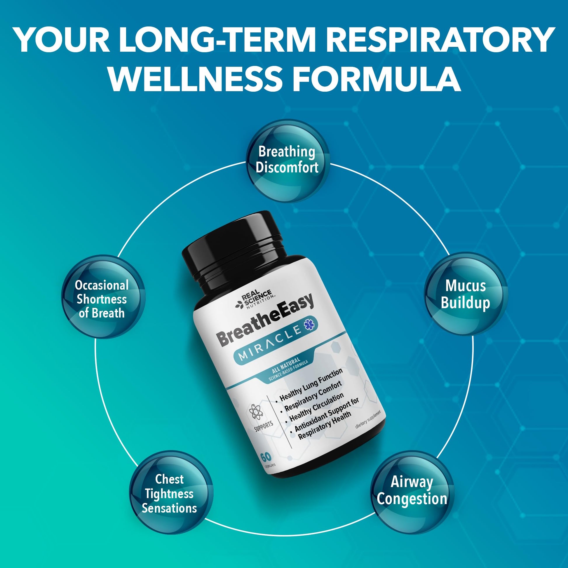 Real Science Nutrition BreatheEasy Lung Support Supplement for Lung Health & Respiratory Wellness – Lung Cleanse Formula with Vinitrox, GABA for Circulation Support - Made in USA - 60 Capsules Real Science Nutrition uk supplements