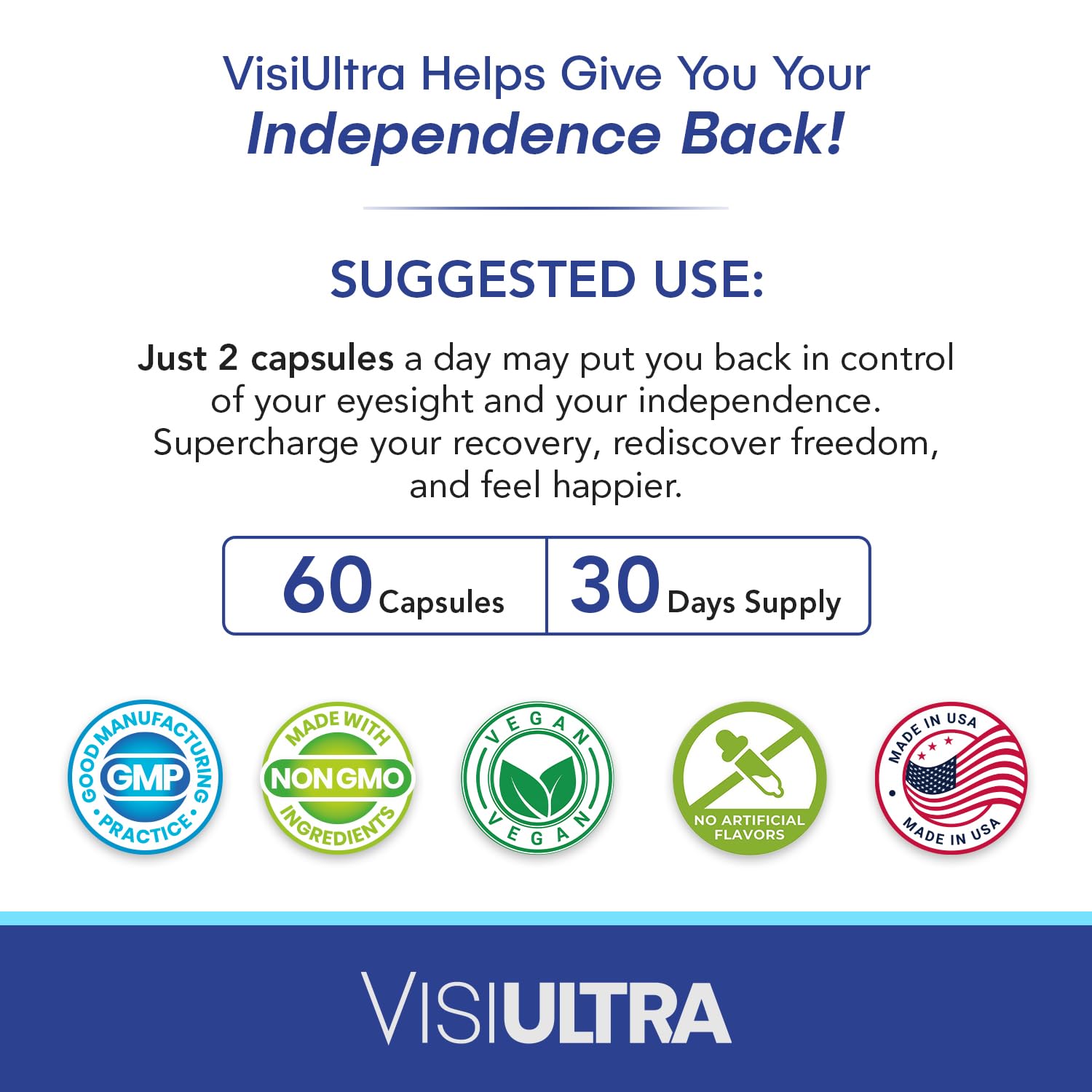 VisiUltra Eye Health Supplement – 14 Essential nutrients for Clear Vision, Blue Light Protection, and Long-Term Eye Health. Supports Clarity and Eye Wellness. 60 Capsules. (1 Pack) VisiUltra uk supplements