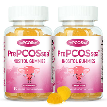 Feelherbs PrePCOSsea Inositol Gummies Vitamins, 2 Pack Orange Flavor Myo-Inositol Vitamin Gummies with Folate, B6, B12 & D-Biotin, 60 Count Soft Chews Feelherbs uk supplements