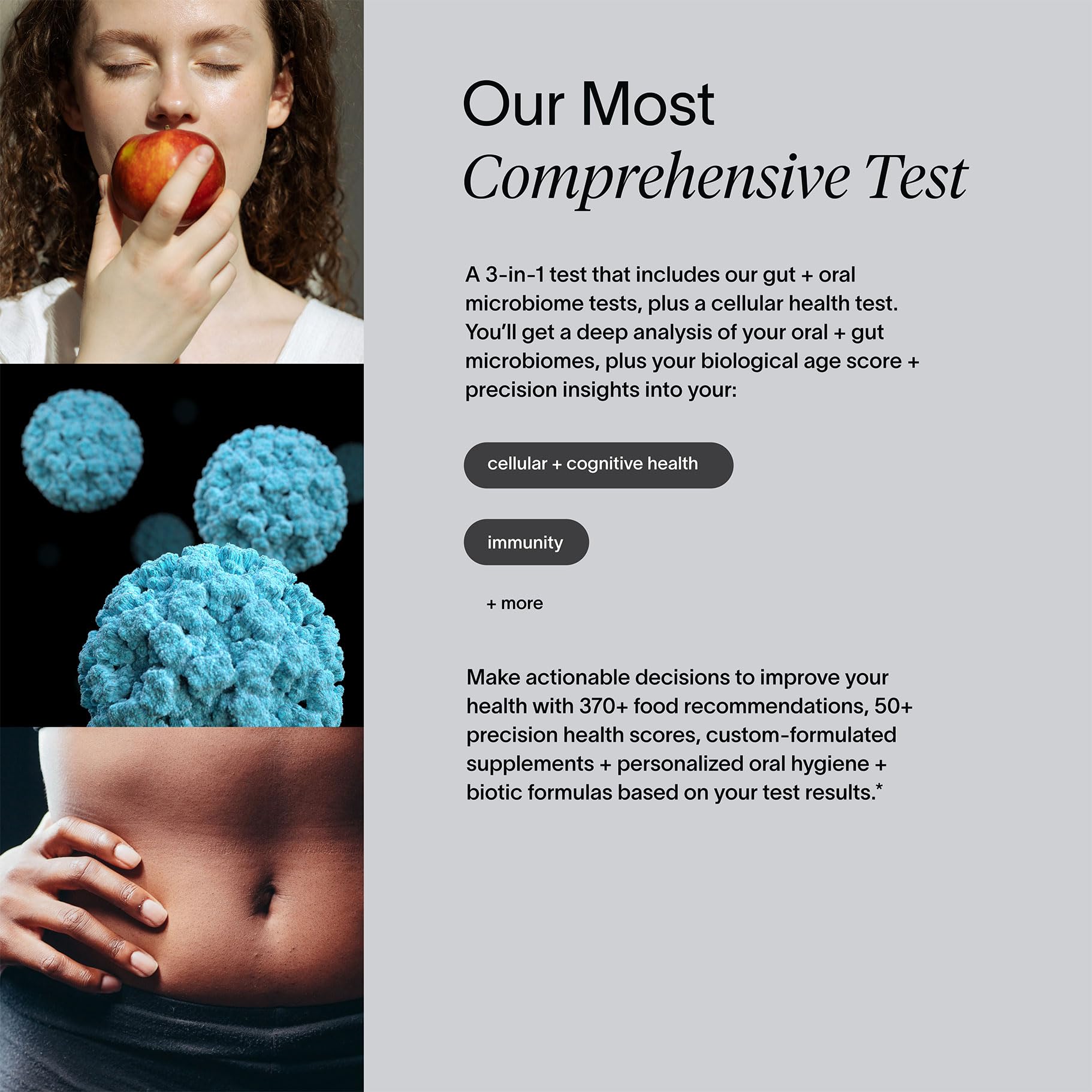 Viome at-Home Full Body Intelligence 3-in-1 Test Kit for Women & Men, 50+ Health Scores from Blood, Saliva, and Stool, Comprehensive Gut Microbiome Analysis, Biological Age, BioHacker Friendly Viome uk supplements