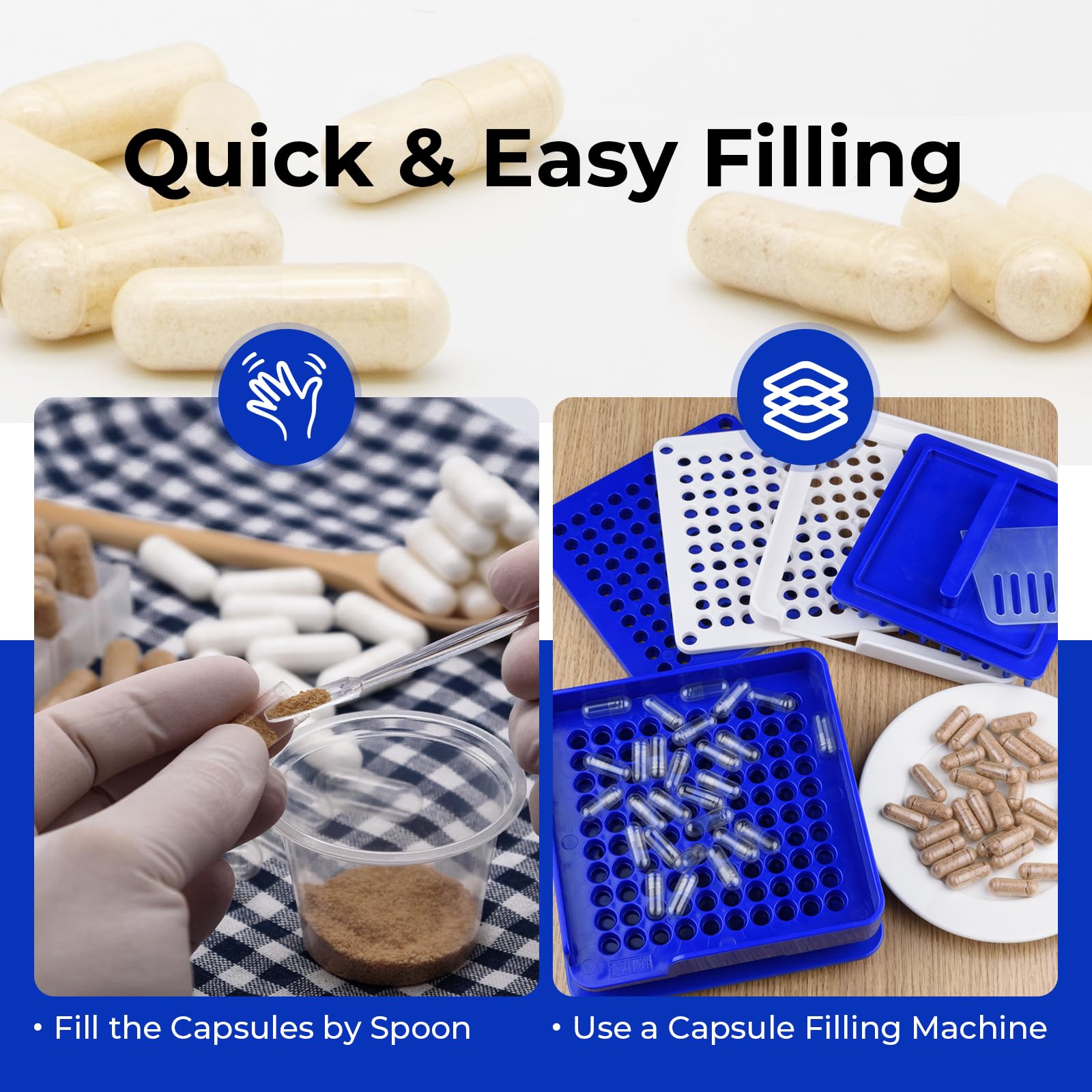 ATLEMISME Empty Vegan Capsules Size 3 - Vegan Capsules DIY Vegetable Capsule Filling - Veggie Caps with 2 Micro Lab Spoons for Capsule Filling ATLEMISME uk supplements