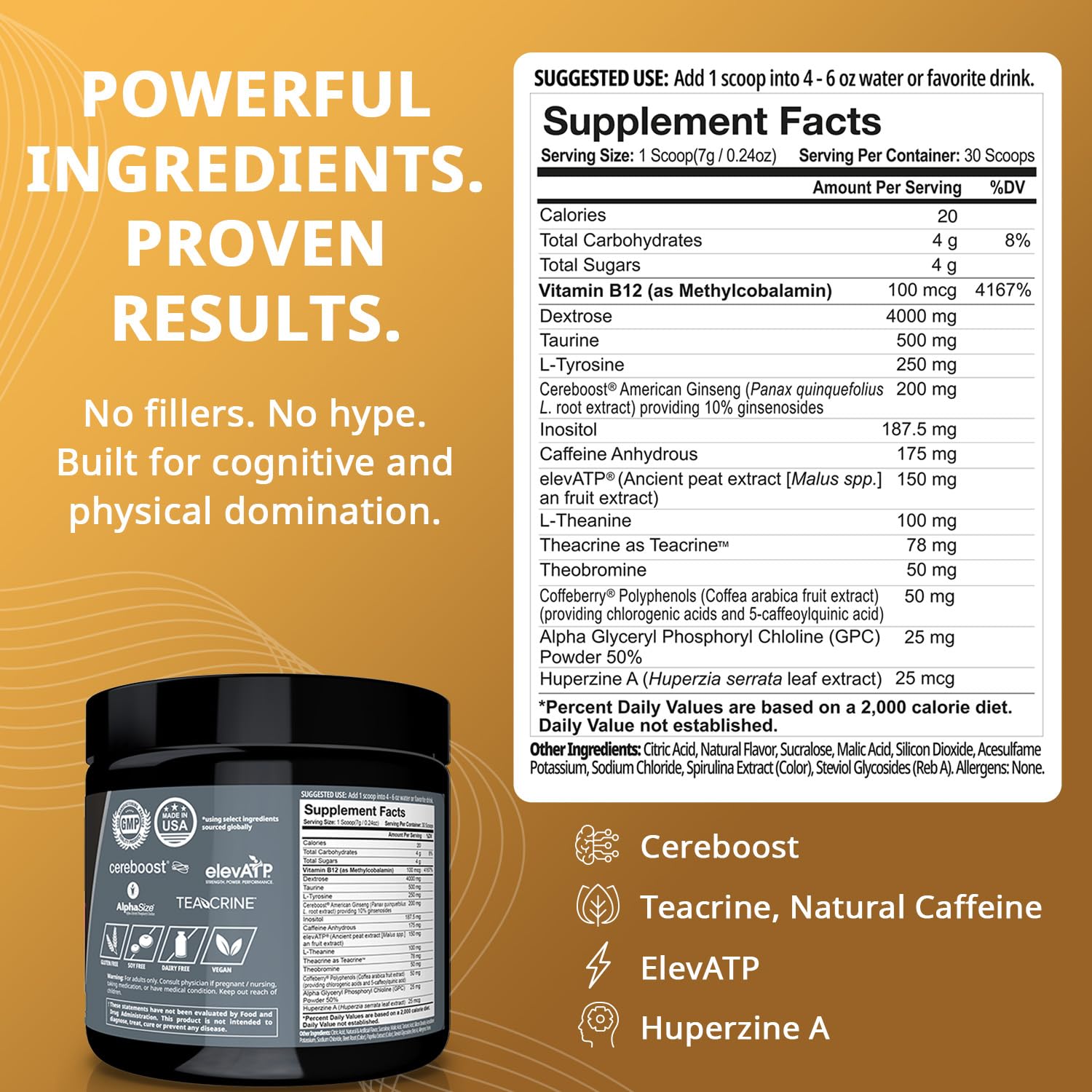 Granite Nutrition GigaBrain Nootropic Energy Powder – Cereboost, Alpha-GPC & ElevATP – Cognitive Focus Supplement for Sustained Energy & Performance – White Peach, 30 Servings Granite Supplements uk supplements
