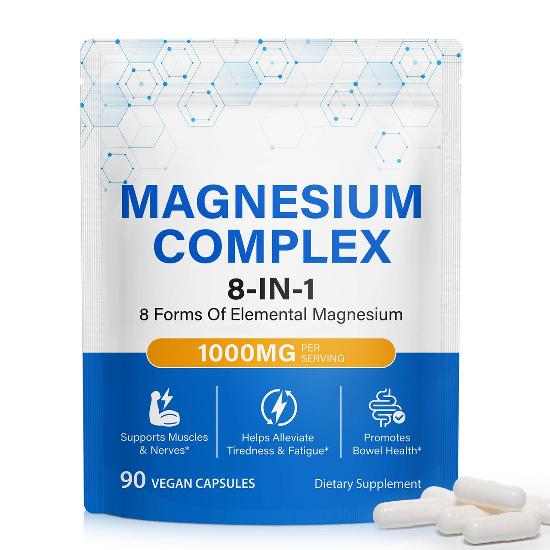 8-in-1 Magnesium Complex Supplement 90 Count, Magnesium Complex Capsules with Magnesium Glycinate, Citrate, Malate, Taurate, Easy Absorption for Sleep, Muscle Relaxation, Nerve & Heart Health, Energy BOIUOITI uk supplements