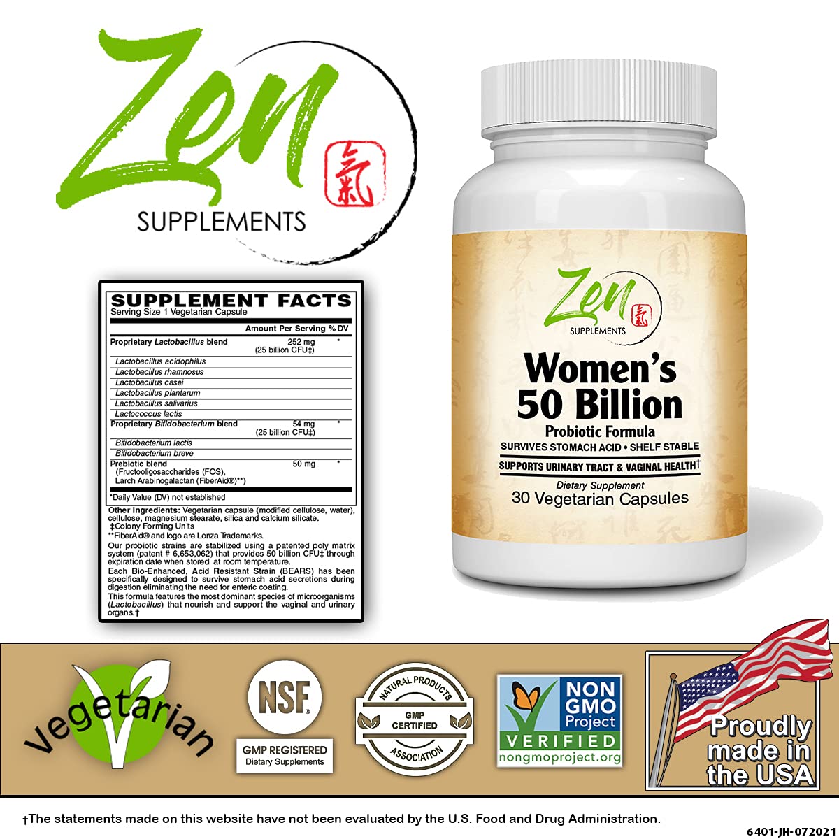 Zen Supplements - Womens 50 Billion Probiotic Formula - Supports Urinary and Vaginal Health Zen Supplements uk supplements