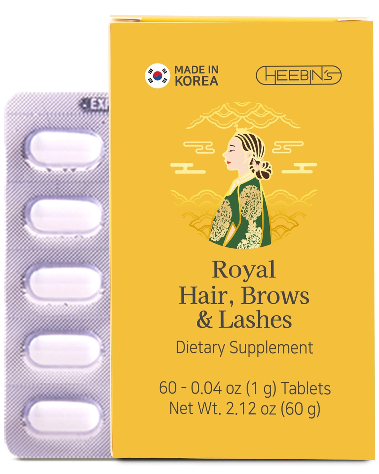Heebin's Royal Hair, Brows & Lashes, Hair Growth Vitamins with Biotin 4000 mcg, Collagen Heebin's uk supplements